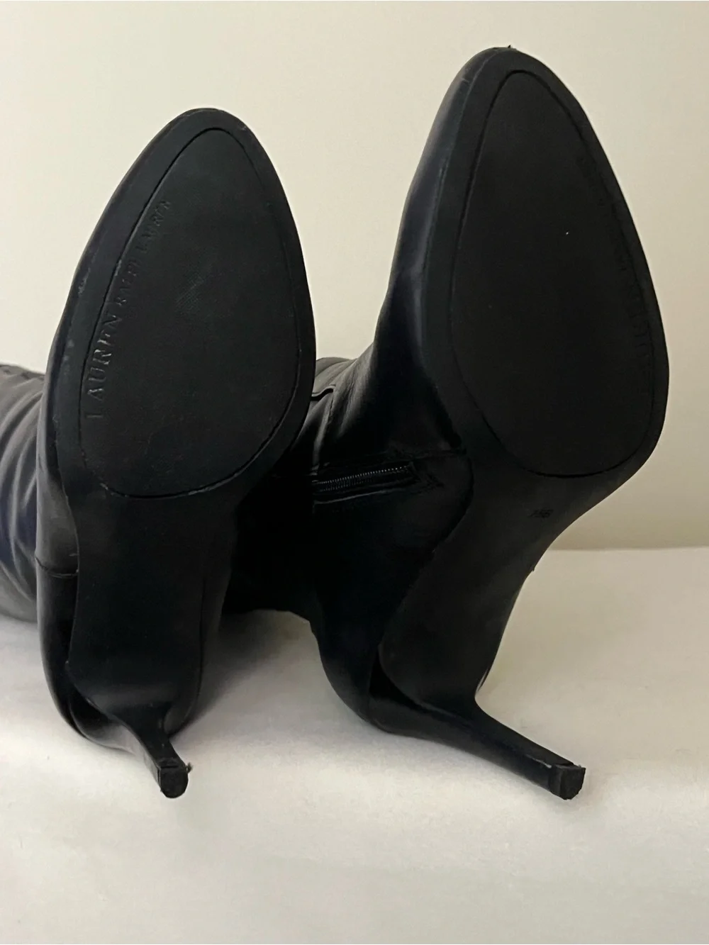 Ralph Lauren Black Leather Over-the-Knee Boots